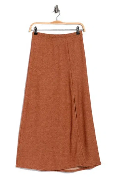 Go Couture Slit Maxi Skirt In Brown