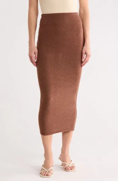 Go Couture Slit Maxi Skirt In Brown