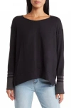 Go Couture Spring Varsity Long Sleeve Tee In Black