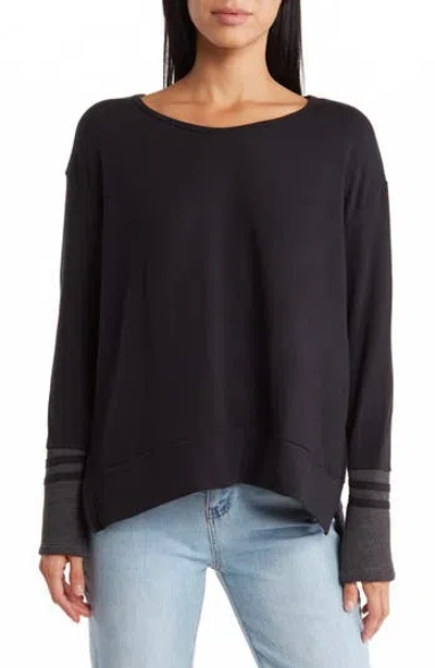 Go Couture Spring Varsity Long Sleeve Tee In Black