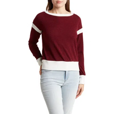 Go Couture Spring Varsity Long Sleeve Top In Burgundy