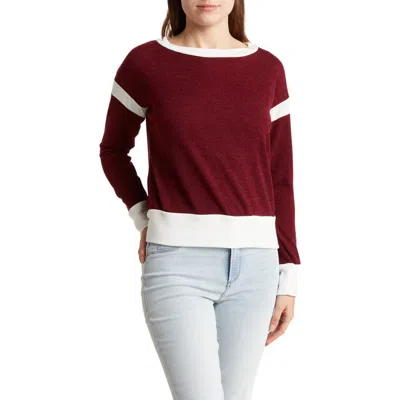 Go Couture Spring Varsity Long Sleeve Top In Red