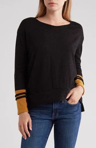 Go Couture Spring Varsity Sweater In Black