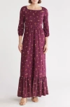 Go Couture Square Neck Maxi Dress In Burgundy