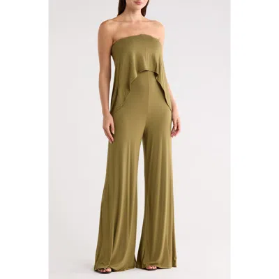 Go Couture Strapless Popover Jumpsuit In Green