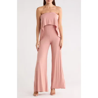 Go Couture Strapless Popover Jumpsuit In Pink