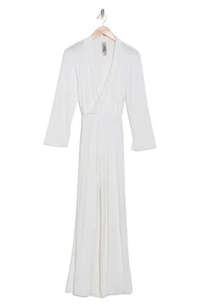 Go Couture Surplice V-neck Long Sleeve Jumpsuit In Ivory