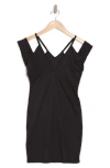 Go Couture Tie Die Cold Shoulder Dress In Black