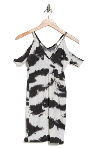 Go Couture Tie Die Cold Shoulder Dress In Ivory