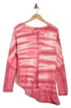 Go Couture Tie Dye Asymmetrical High-low Hem Sweater In Pink