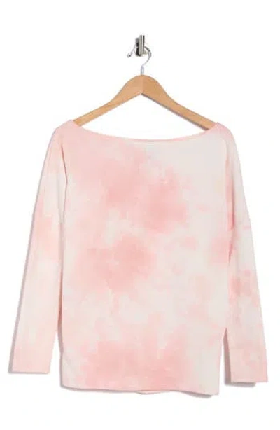 Go Couture Tie Dye Boat Neck Sweater In Pink