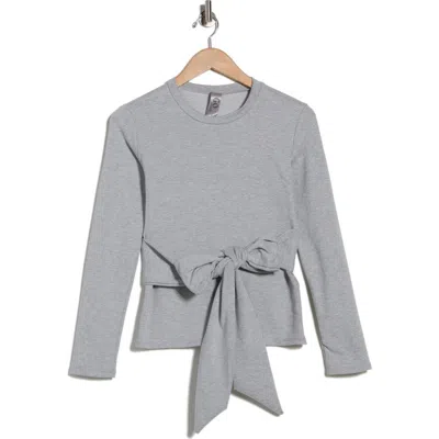 Go Couture Tie Front Knit Sweater In Gray