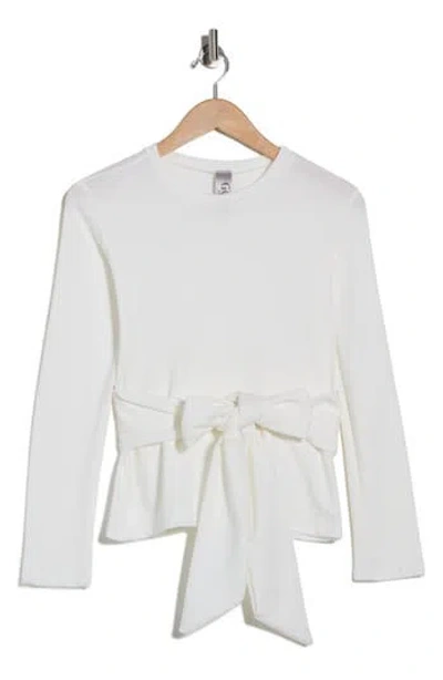 Go Couture Tie Front Knit Sweater In White