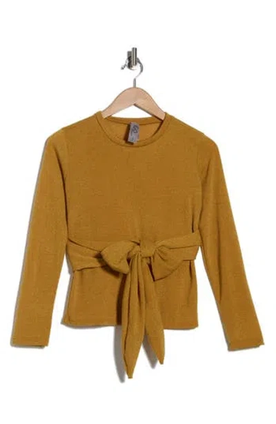 Go Couture Tie Front Knit Sweater In Yellow