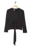 Go Couture Tie Front Long Sleeve Knit Top