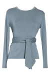 Go Couture Tie Front Long Sleeve Knit Top