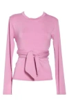 Go Couture Tie Front Long Sleeve Knit Top