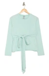 Go Couture Tie Front Long Sleeve Knit Top