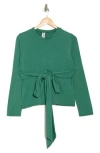 Go Couture Tie Front Long Sleeve Knit Top