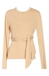 Go Couture Tie Front Long Sleeve Knit Top