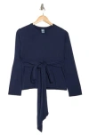 Go Couture Tie Front Long Sleeve Knit Top