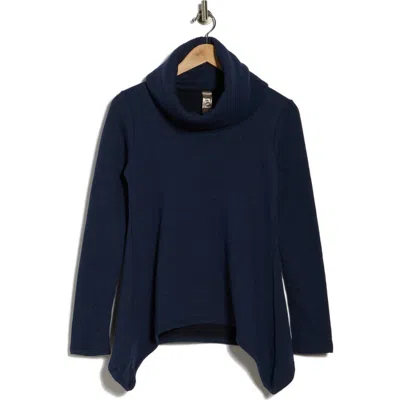 Go Couture Turtleneck Asymmetric Sweater In Blue