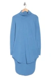Go Couture Turtleneck High-low Tunic Sweater In Blue