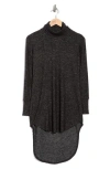 Go Couture Turtleneck High-low Tunic Sweater In Gray