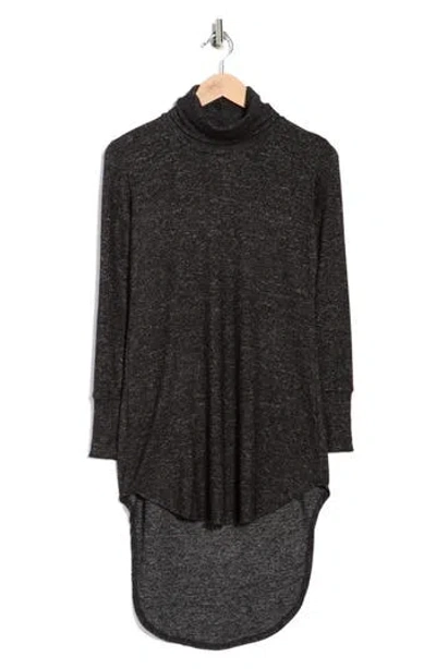 Go Couture Turtleneck High-low Tunic Sweater In Gray