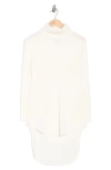 Go Couture Turtleneck High-low Tunic Sweater In White