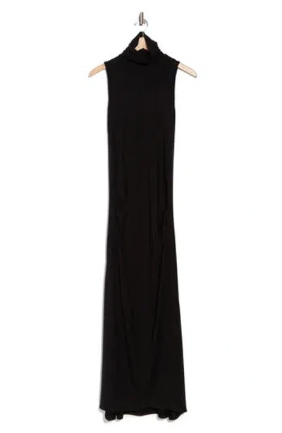 Go Couture Turtleneck Sleeveless Maxi Dress In Black