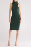 Go Couture Turtleneck Sleeveless Minidress In Forest Rib