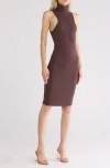 Go Couture Turtleneck Sleeveless Minidress In Java Rib