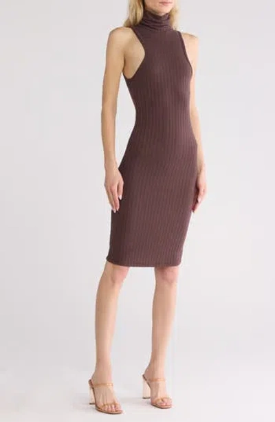 Go Couture Turtleneck Sleeveless Minidress In Java Rib