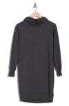 Go Couture Turtleneck Sweater Minidress In Charcoal - Contrast Rib