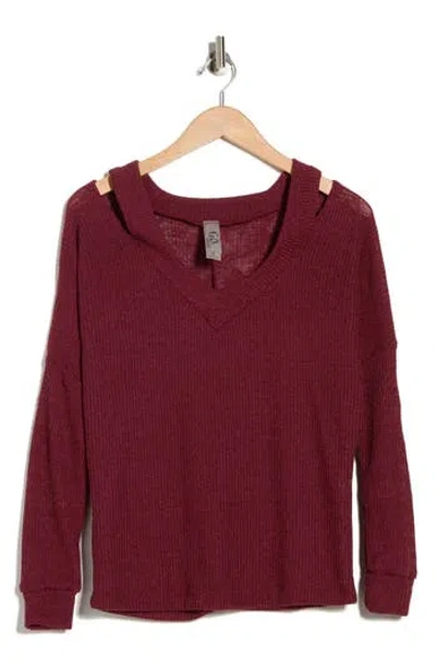 Go Couture V-neck Cold Shoulder Sweater In Multi