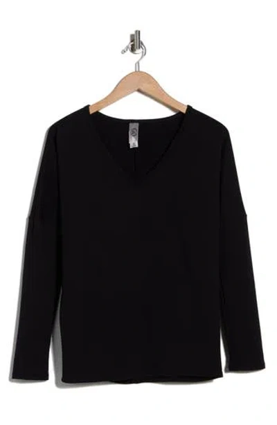 Go Couture V-neck Dolman Sleeve Sweater In Black
