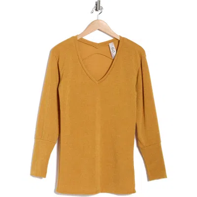 Go Couture V-neck Dolman Sleeve Sweater In Brown