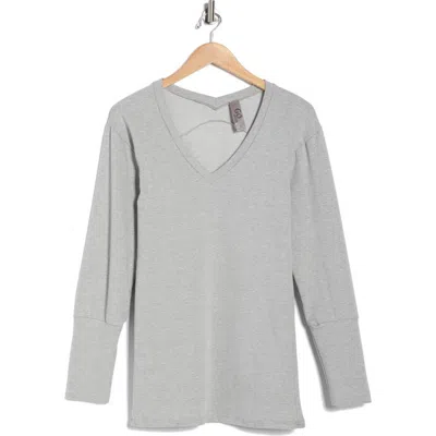 Go Couture V-neck Dolman Sleeve Sweater In Gray