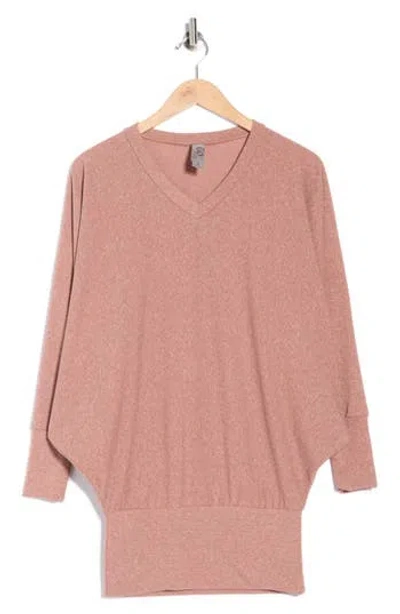 Go Couture V-neck Dolman Tunic Sweater In Pink