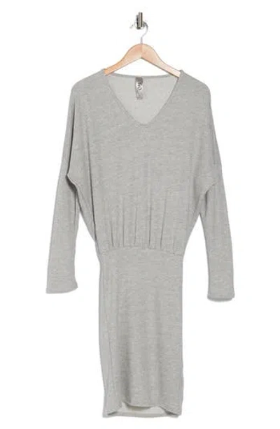 Go Couture V-neck Long Sleeve Blouson Dress In Heather Grey