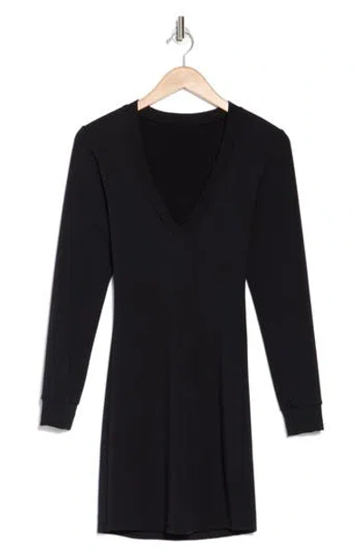 Go Couture V-neck Long Sleeve Sweater Dress In Black