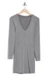 Go Couture V-neck Long Sleeve Sweater Dress In Heather Grey