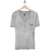 Go Couture Slub V-neck Pocket T-shirt In Charcoal