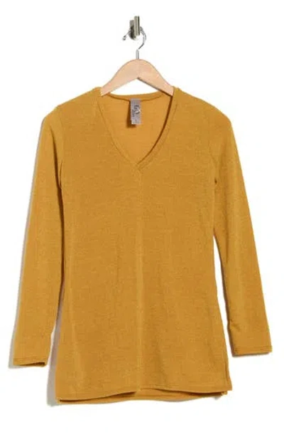 Go Couture V-neck Tunic Sweater In Yellow