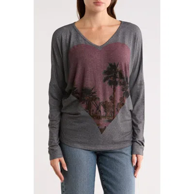 Go Couture V-neck Dolman Sleeve Sweater In Gray