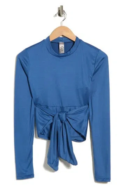 Go Couture Wrap Front Long Sleeve Top In Blue