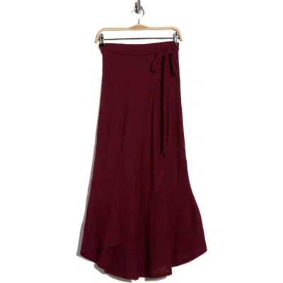 Go Couture Wrap Midi Skirt In Red