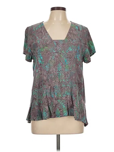 Pre-owned Go Fish Clothing Short Sleeve Blouse In Blue
