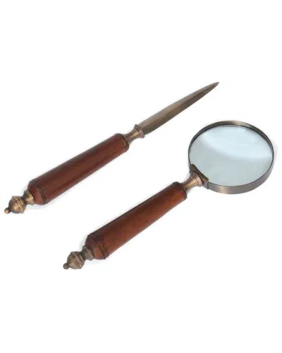 Go Home 2pc Luxe Desk Set In Brown